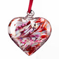 Amelia Art Glass – vennskapshjerte 100 mm | Rødt, rosa og hvitt