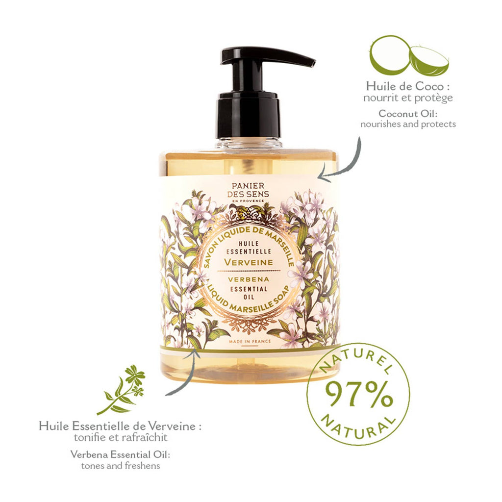 Panier des Sens flytende Marseille-såpe 500 ml-Verbena