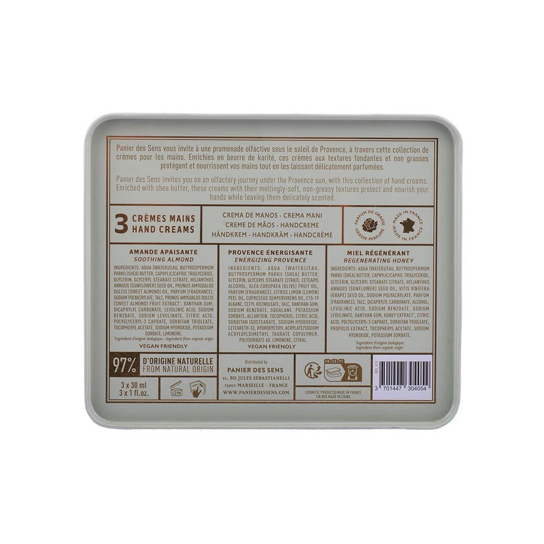 Panier des Sens gavesett med håndkremer 3 x 30 ml Honning -Mandel-Provence