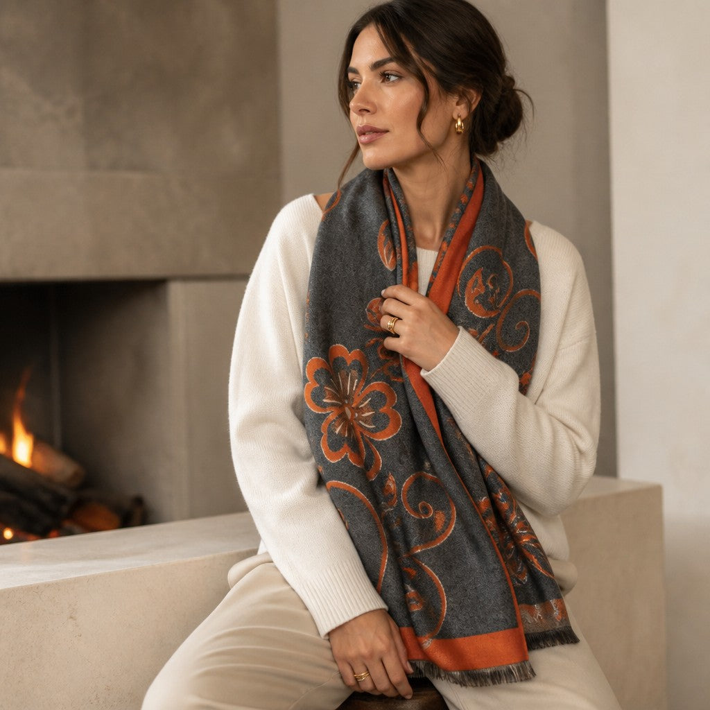 LINETA - Mykt skjerf 50% ullblandings