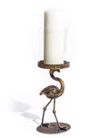 McGowan & Rutherford – Antikk flamingo-lysestake med glasskuppel