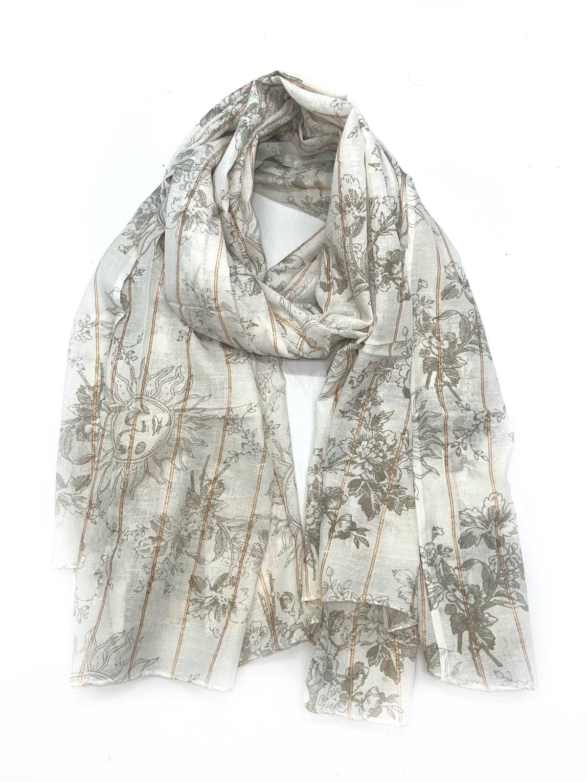 LINETA - Bomullsskjerf med  gull lurex