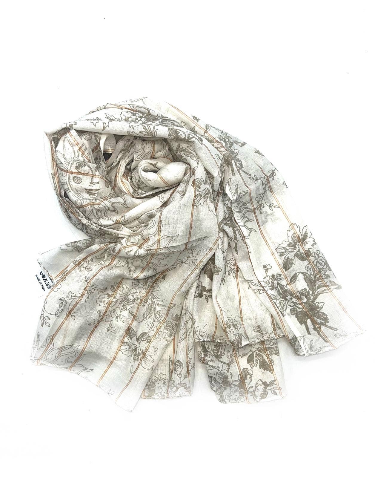 LINETA - Bomullsskjerf med  gull lurex