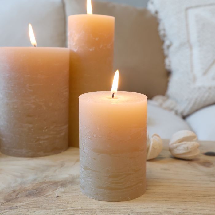 Macon rustikt bloklys H10 × Ø7 cm – Honning
