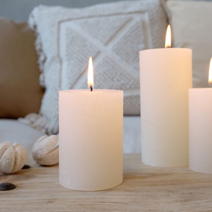 Macon rustikt bloklys H10 × Ø7 cm – Creme