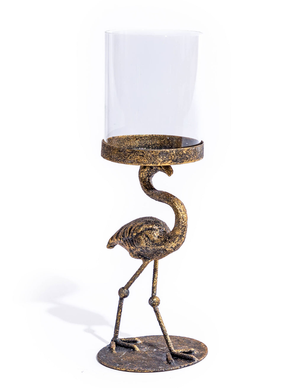 McGowan & Rutherford – Antikk flamingo-lysestake med glasskuppel