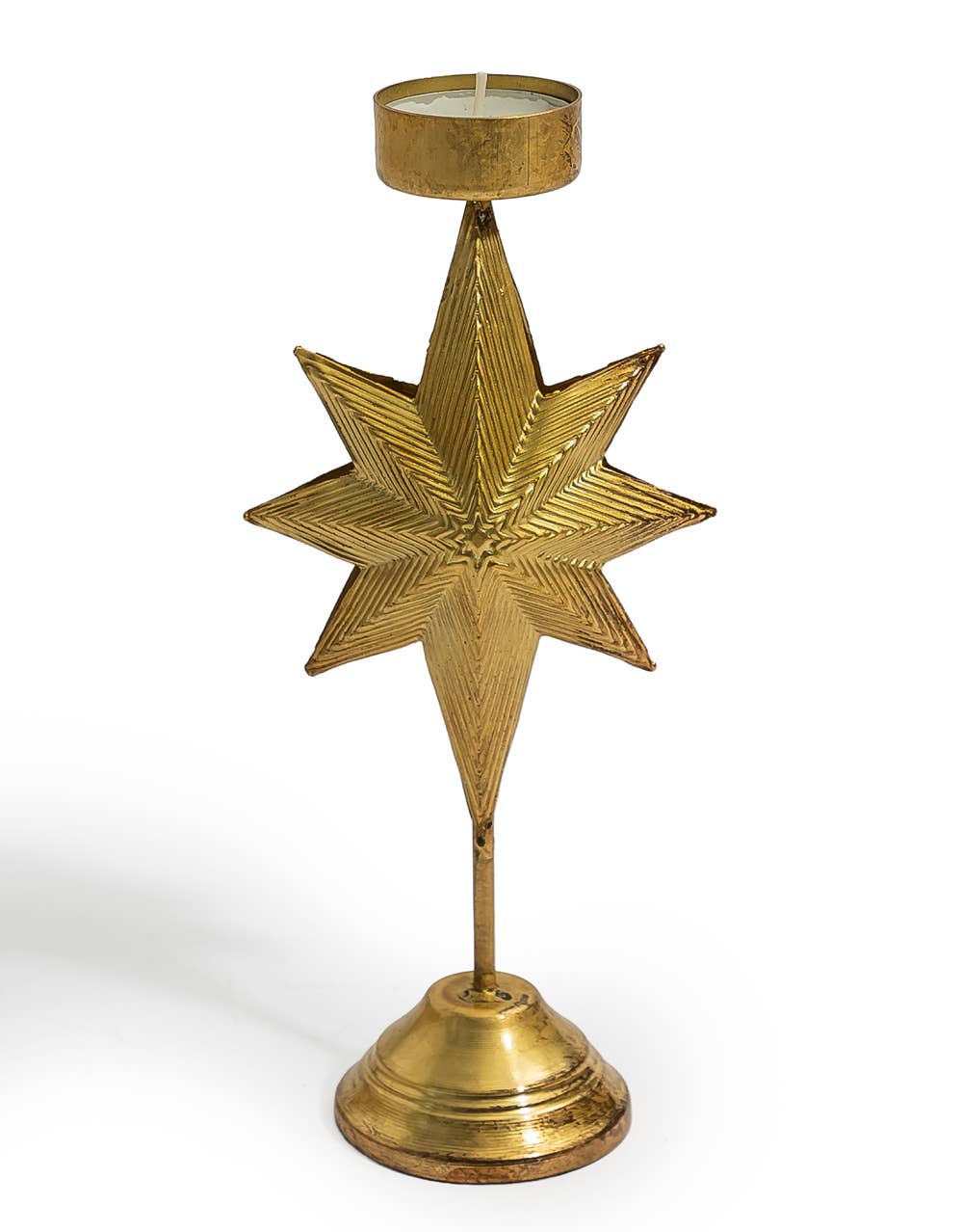 McGowan & Rutherford Ltd - Gold Metal "North Star" Candle Holder (To Be Bought In Qtys